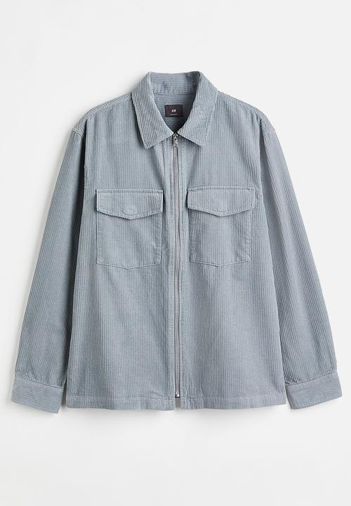 H&M - Corduroy overshirt - light blue-grey 