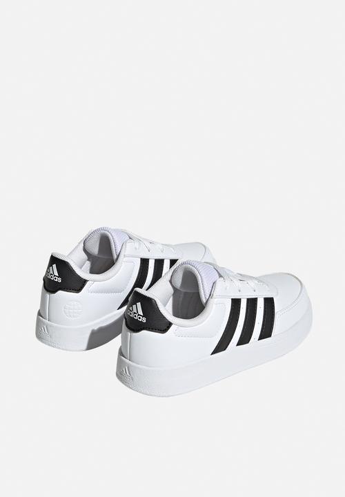 adidas gazelle silver green womens White Faux Leather Lace-Up Sneakers - Women's Shoes