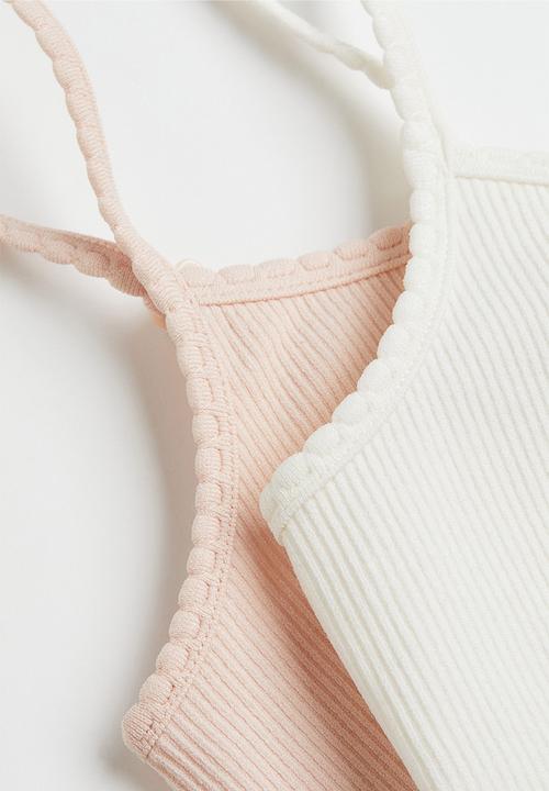 H&M - 2-pack seamless tops - light pink & white 