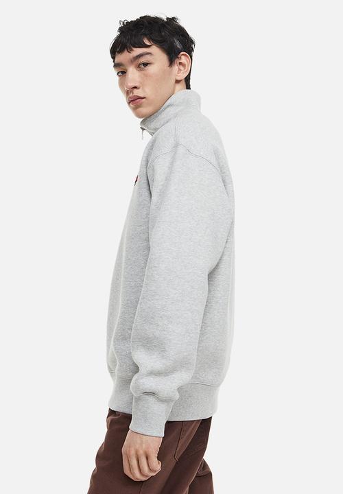 H&M - Relaxed fit zip-top sweatshirt - light grey marl/keith haring