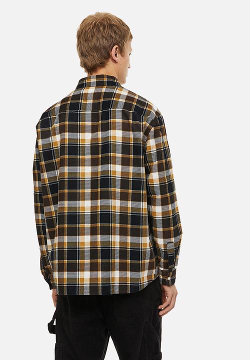 H&M - Relaxed fit corduroy shirt - yellow/black checked