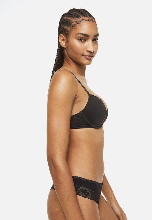 H&M - 2-pack microfibre push-up bras - black/white