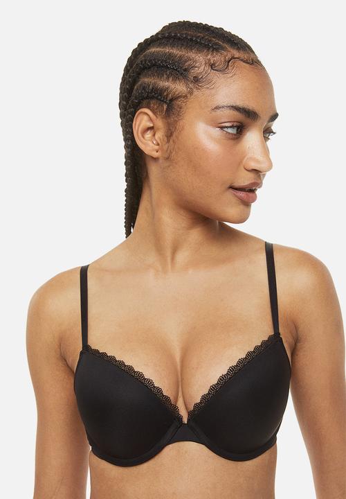 H&M - 2-pack microfibre push-up bras - black/white