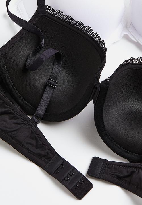 H&M - 2-pack microfibre push-up bras - black/white