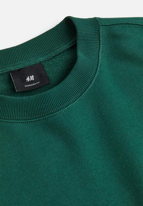 H&M - Oversized fit printed sweatshirt - dark green/boring pals