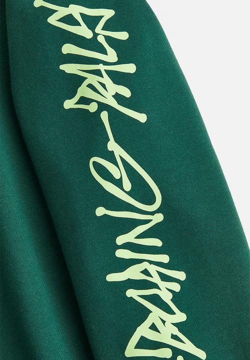 H&M - Oversized fit printed sweatshirt - dark green/boring pals