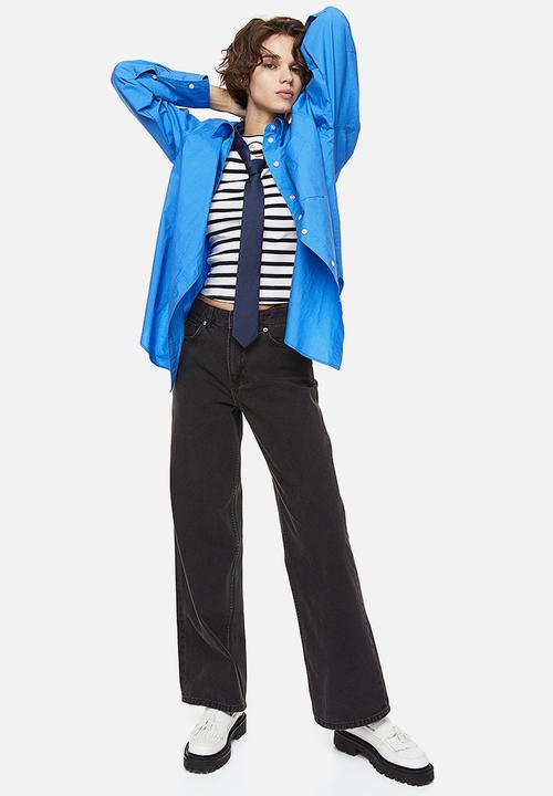 H&M - Fitted cotton top - white/striped