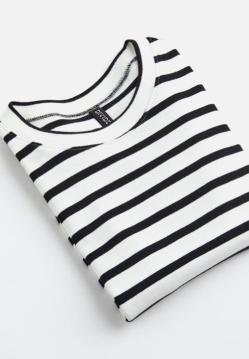 H&M - Fitted cotton top - white/striped