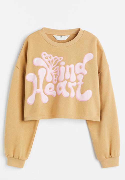 H&M - Boxy-style sweatshirt - beige kind heart 