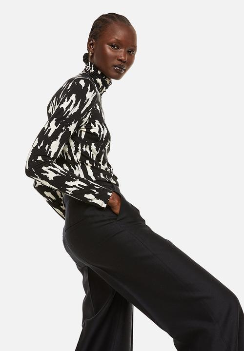 H&M - Polo-neck top - black/patterned 