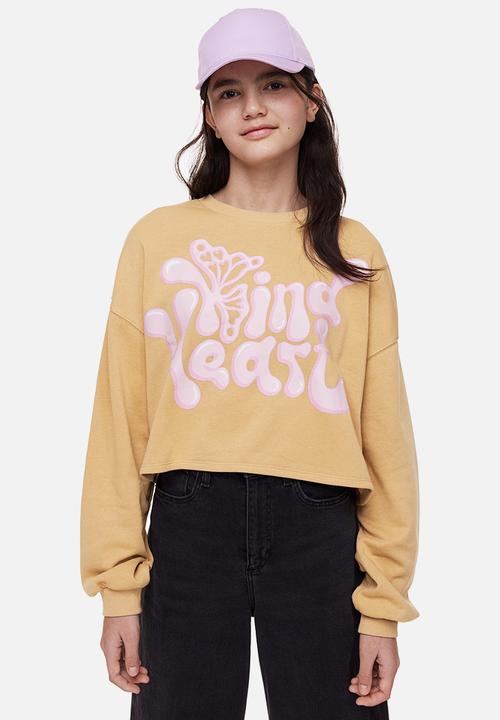H&M - Boxy-style sweatshirt - beige kind heart 
