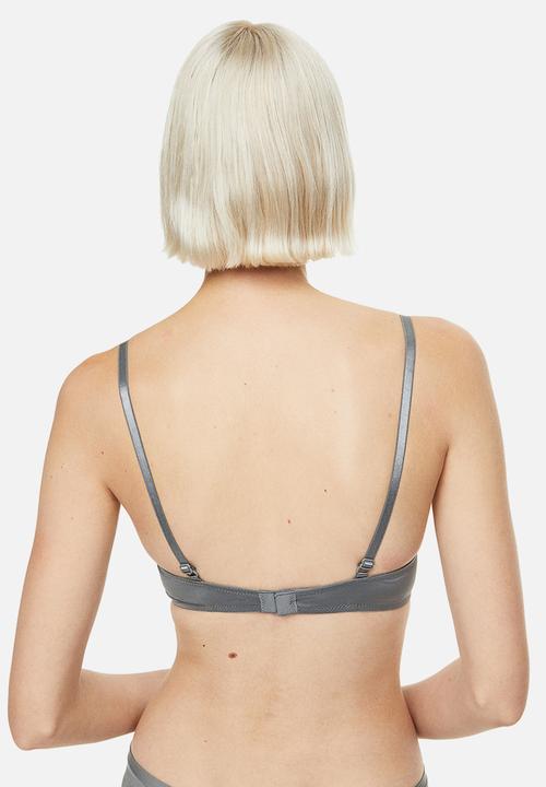 H&M - 2-pack padded microfibre bras - grey/white