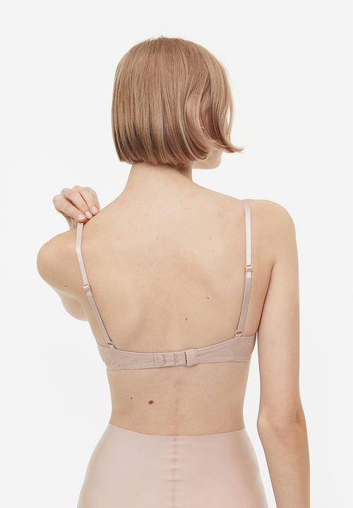 H&M - 2-Pack microfibre push-up bras - light beige/black