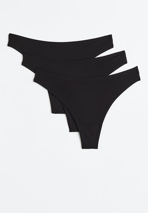 H&M - 3-Pack microfibre thong briefs - black