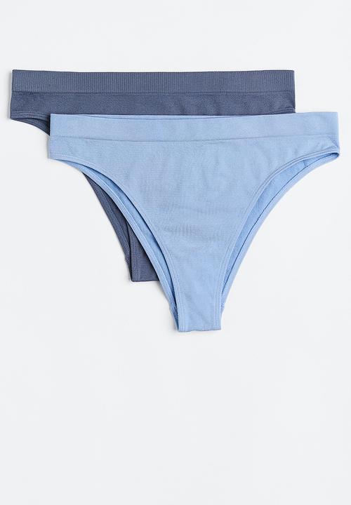H&M - 2-Pack seamless briefs - pigeon blue/light blue 