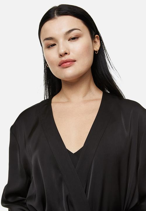 H&M - Satin dressing gown - black