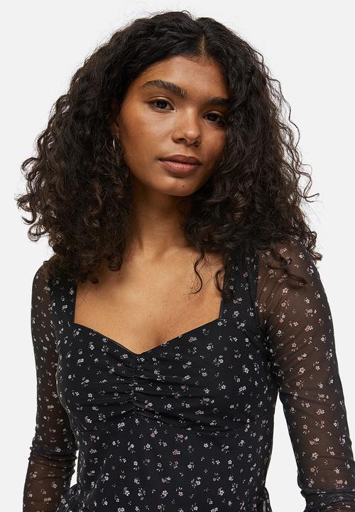 H&M - Mesh dress - black/floral