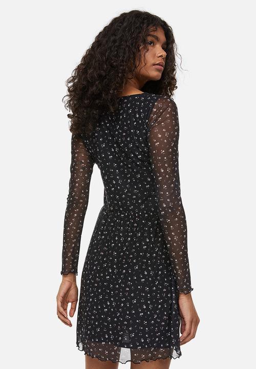 H&M - Mesh dress - black/floral
