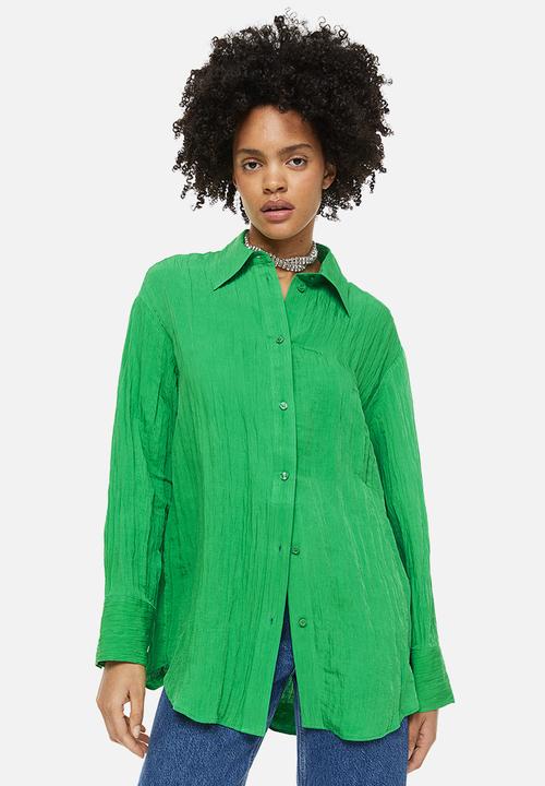 H&M - Crinkled chiffon shirt - green