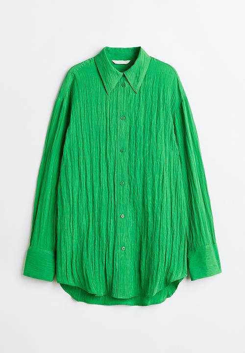 H&M - Crinkled chiffon shirt - green
