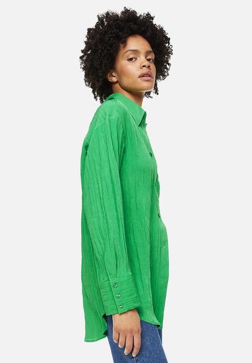 H&M - Crinkled chiffon shirt - green