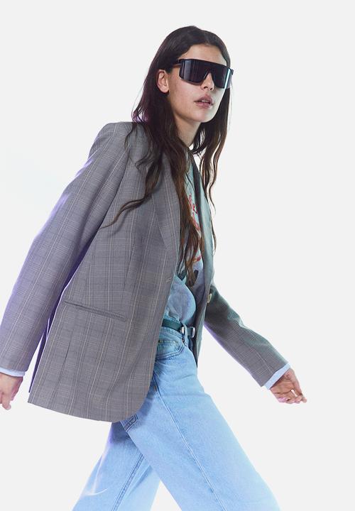 H&M - Single-breasted blazer - dark beige/checked