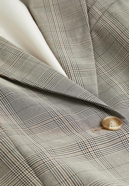 H&M - Single-breasted blazer - dark beige/checked