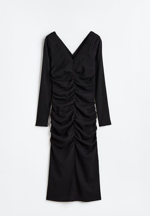H&M - Gathered crêpe dress - black