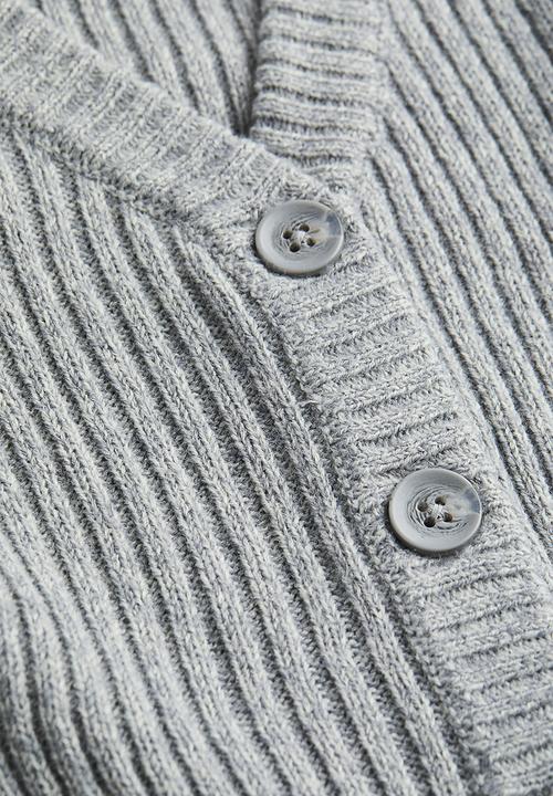 H&M - Cropped rib-knit cardigan - grey marl