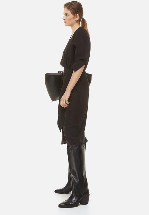 H&M - Tie-detail wrap dress - black