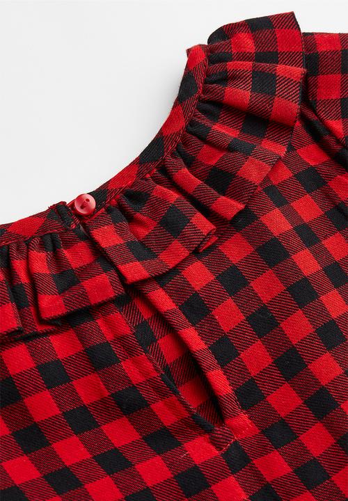 H&M - Patterned flounced dress - red checked 