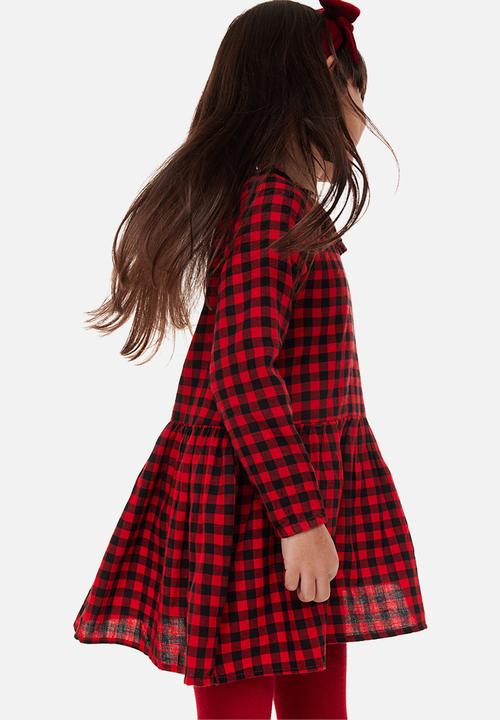 H&M - Patterned flounced dress - red checked 