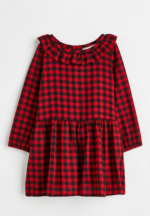 H&M - Patterned flounced dress - red checked 