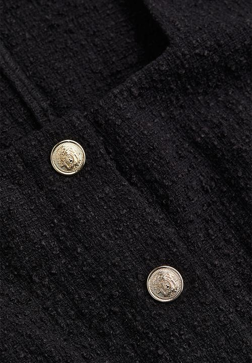 H&M - Button-front bouclé dress - black