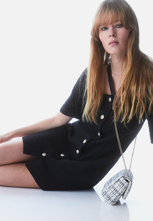 H&M - Button-front bouclé dress - black
