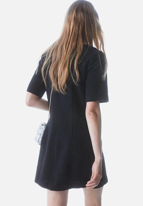 H&M - Button-front bouclé dress - black