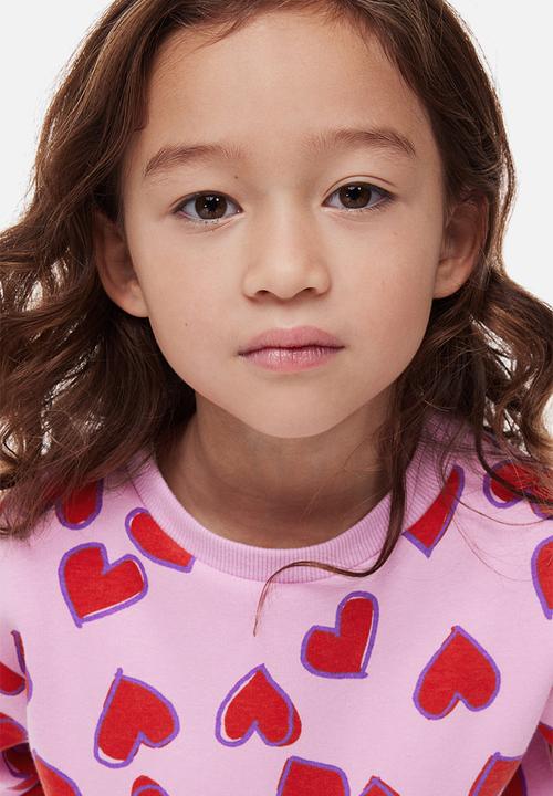 H&M - Printed sweatshirt - pink hearts 