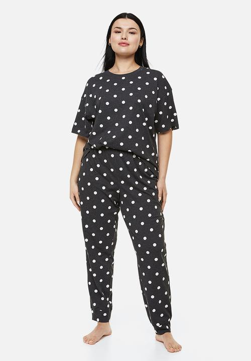 H&M - Jersey pyjamas - dark grey/spotted