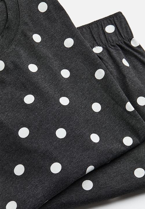 H&M - Jersey pyjamas - dark grey/spotted