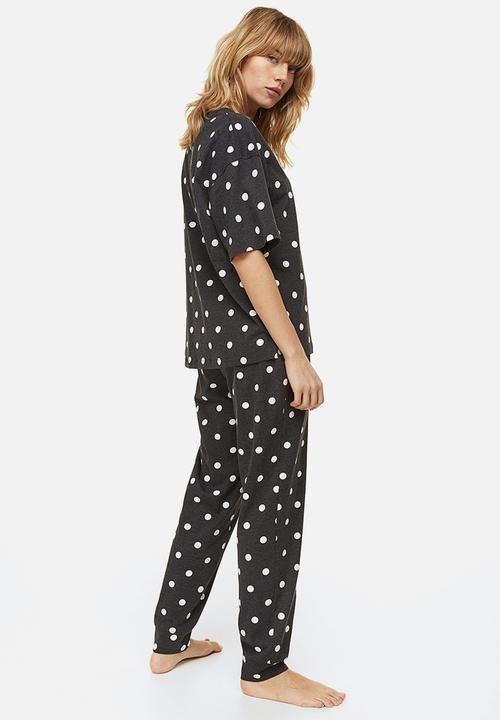 H&M - Jersey pyjamas - dark grey/spotted