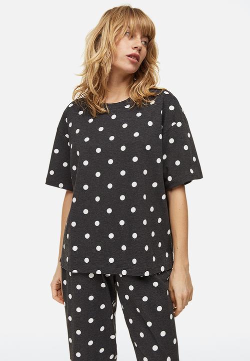 H&M - Jersey pyjamas - dark grey/spotted