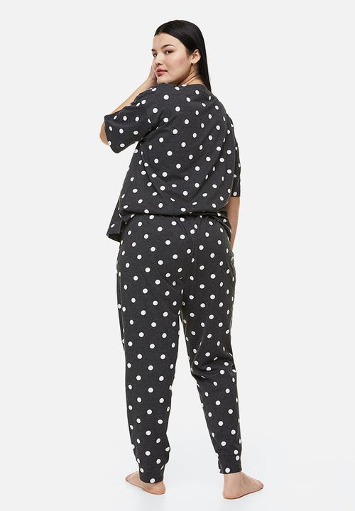 H&M - Jersey pyjamas - dark grey/spotted