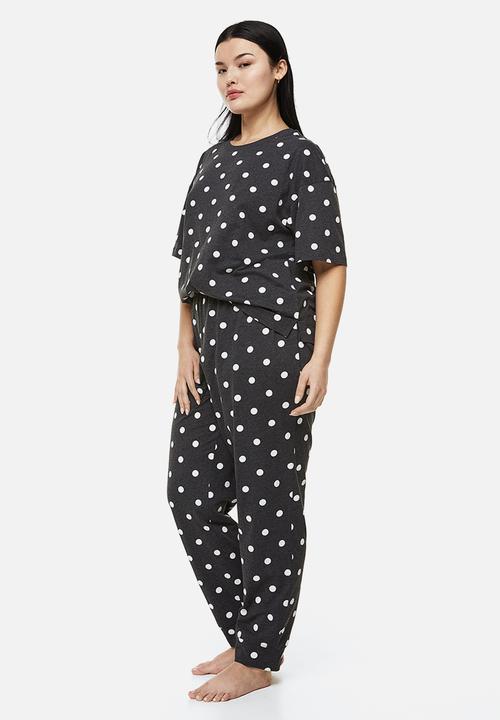 H&M - Jersey pyjamas - dark grey/spotted