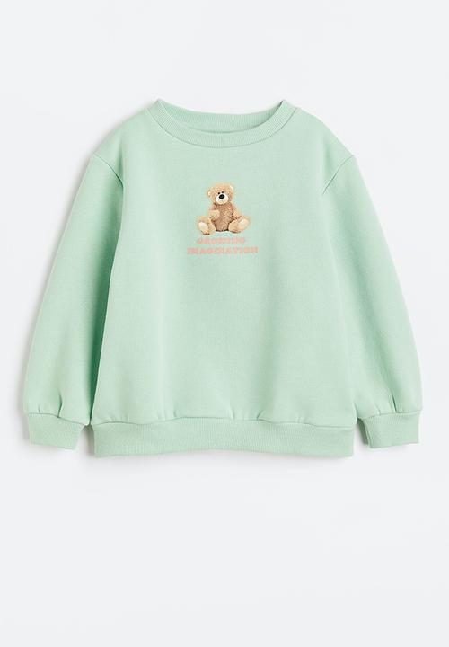 H&M - Printed sweatshirt - light green teddy bear 