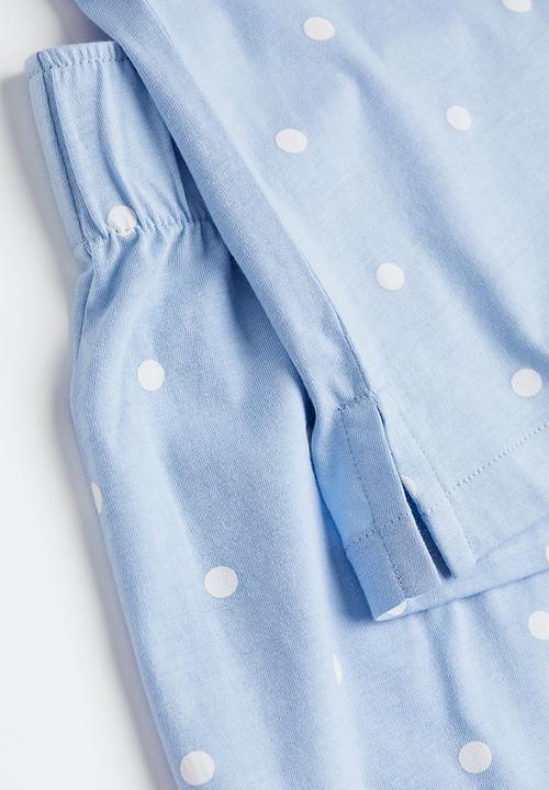 H&M - Jersey pyjamas - light blue/spotted