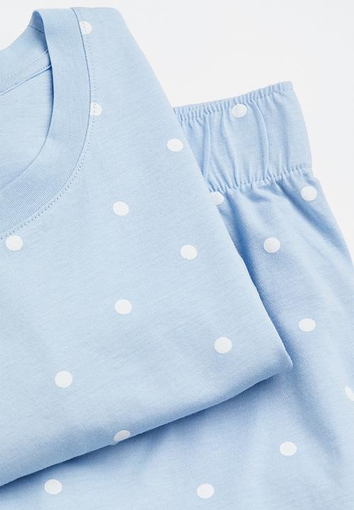 H&M - Jersey pyjamas - light blue/spotted
