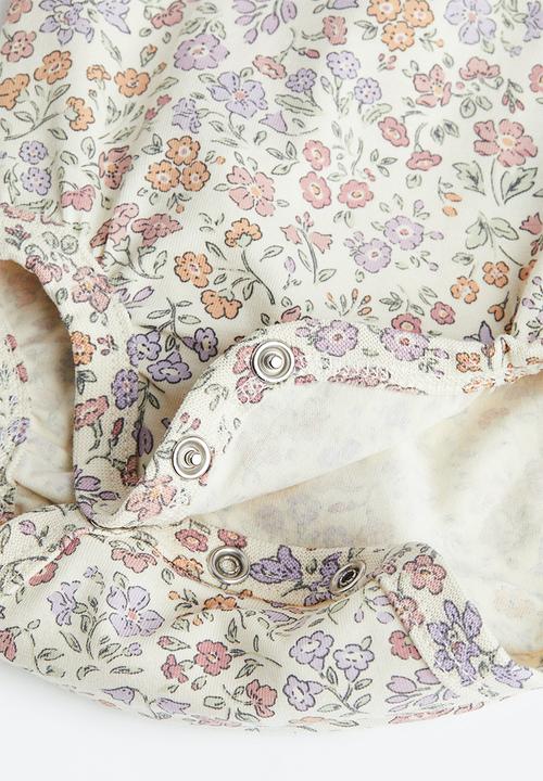 H&M - 3-piece cotton set - light beige/floral 