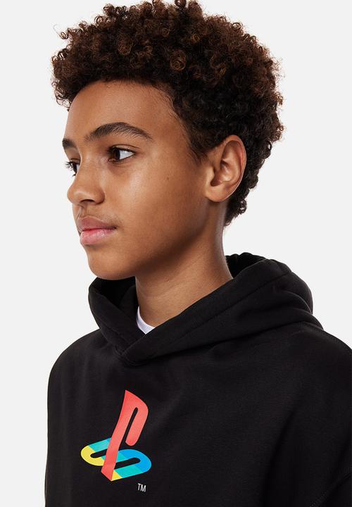 H&M - Oversized printed hoodie - black playstation 