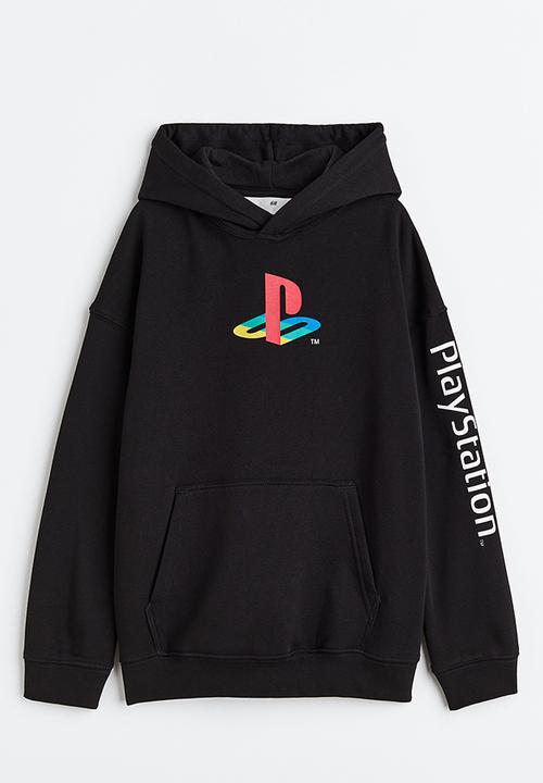 H&M - Oversized printed hoodie - black playstation 