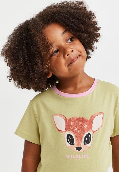 H&M - Printed jersey top - dark yellow 